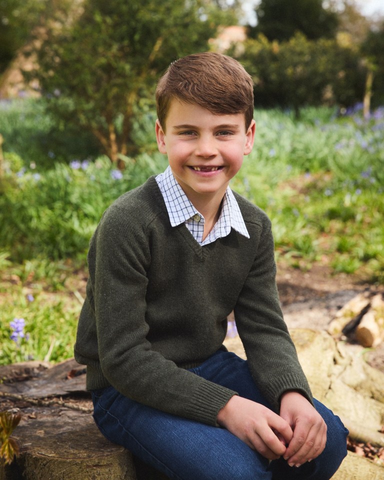 Portrait of Prince Louis smiling outdoors.