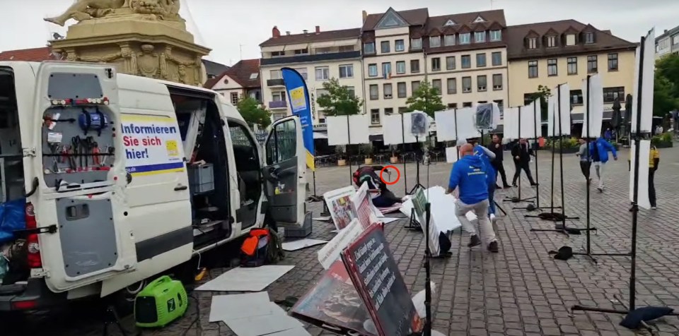 Aftermath of a stabbing at an anti-Islam rally in Germany.