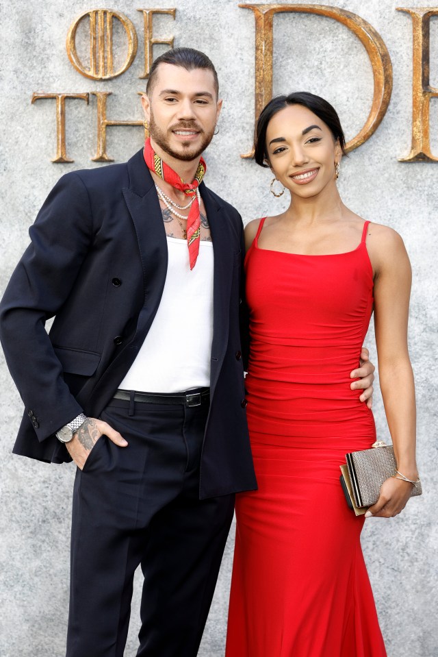 Michelle Tsiakkas and a man at the UK premiere of House of the Dragon season 2.