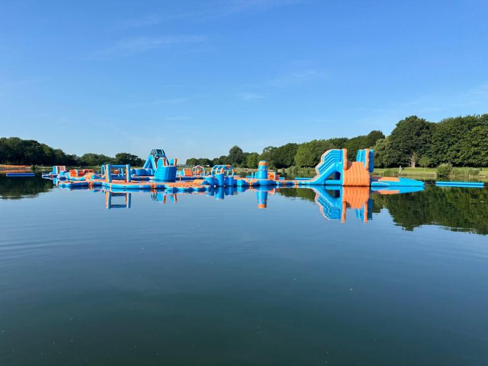 The grand opening of an inflatable water park in Stevenage on Saturday had a greater-than-expected turnout, according to owner Aqua Parcs., ,