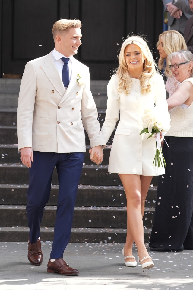 Ellie Costello and Gerard Durkan leaving their wedding at Chelsea Town Hall.