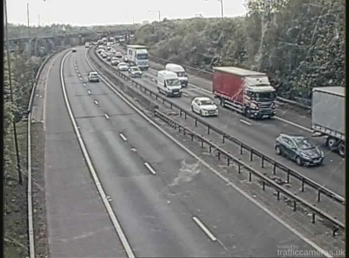 M5 Southbound traffic congestion due to collision; lane 3 closed.