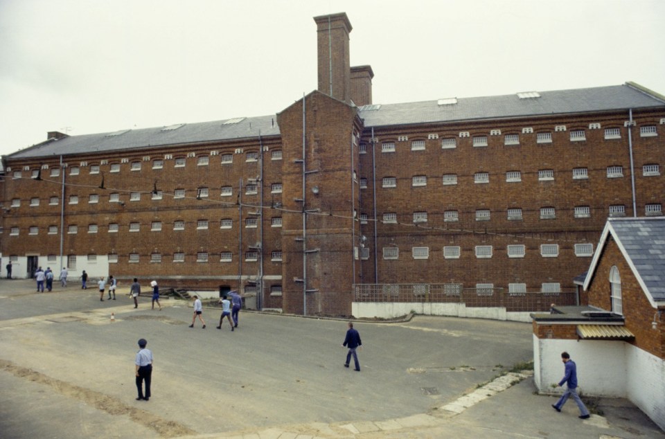 A21RF7 The prison yard, Parkhurst Prison, The Isle of Wight