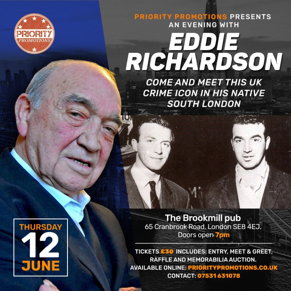 An evening with Eddie Richardson, UK crime icon, in South London.