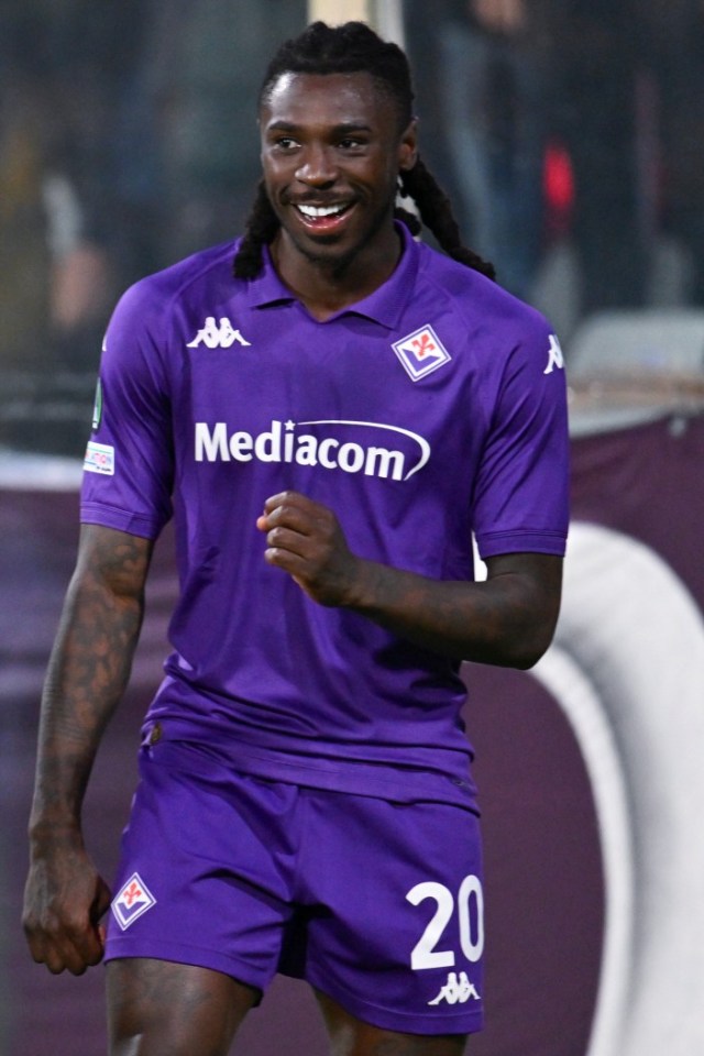 Mandatory Credit: Photo by Lisa Guglielmi/IPA Sport/ipa-agency.net/REX/Shutterstock (15260363a) ACF Fiorentina'S Forward Moise Kean Celebrates After Scoring A Goal During ACF Fiorentina Vs Nk Celje, UEFA Conference League Football Match In Florence, Italy, April 17 2025 Calcio - UEFA Conference League - ACF Fiorentina Vs Nk Celje, Florence, Italy - 19 Apr 2025