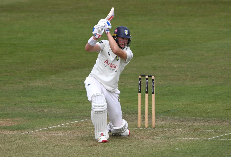 Durham batsman Ben McKinney batting.