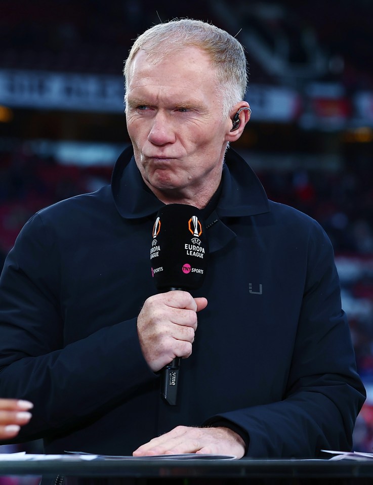 Paul Scholes giving a post-match interview.