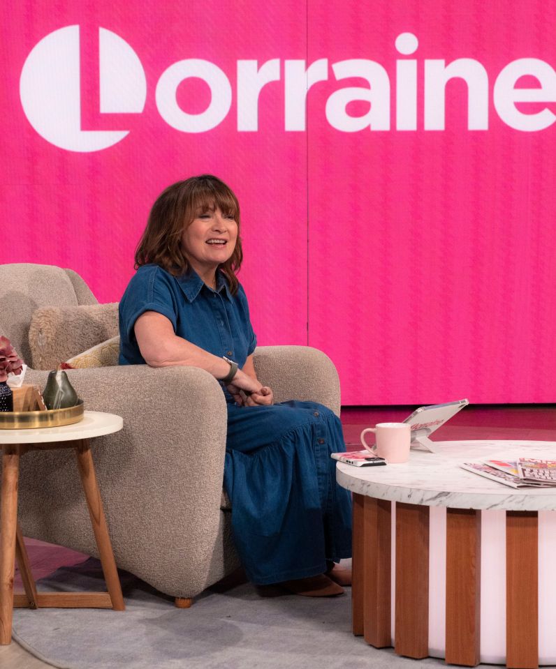 Lorraine Kelly on the set of her TV show.