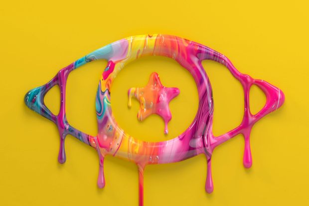 An image collage containing 1 images, Image 1 shows Illustration of a dripping paint eye with a star in the center