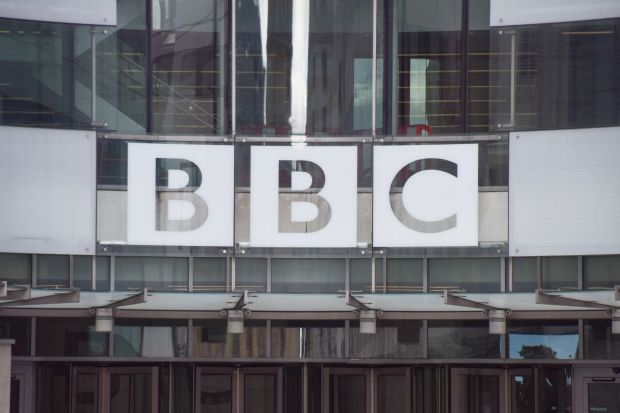 An image collage containing 1 images, Image 1 shows BBC logo on Broadcasting House in London