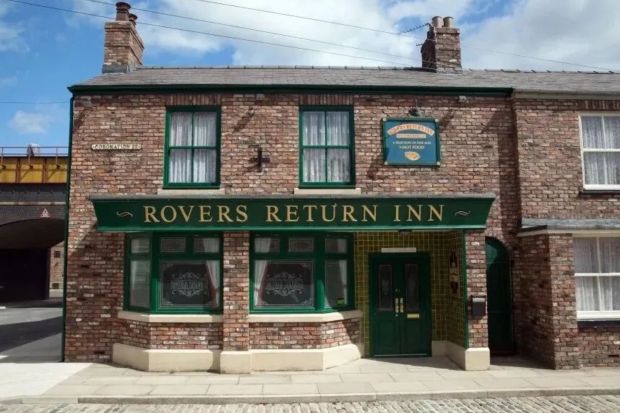 An image collage containing 1 images, Image 1 shows The Rovers Return Inn on Coronation Street