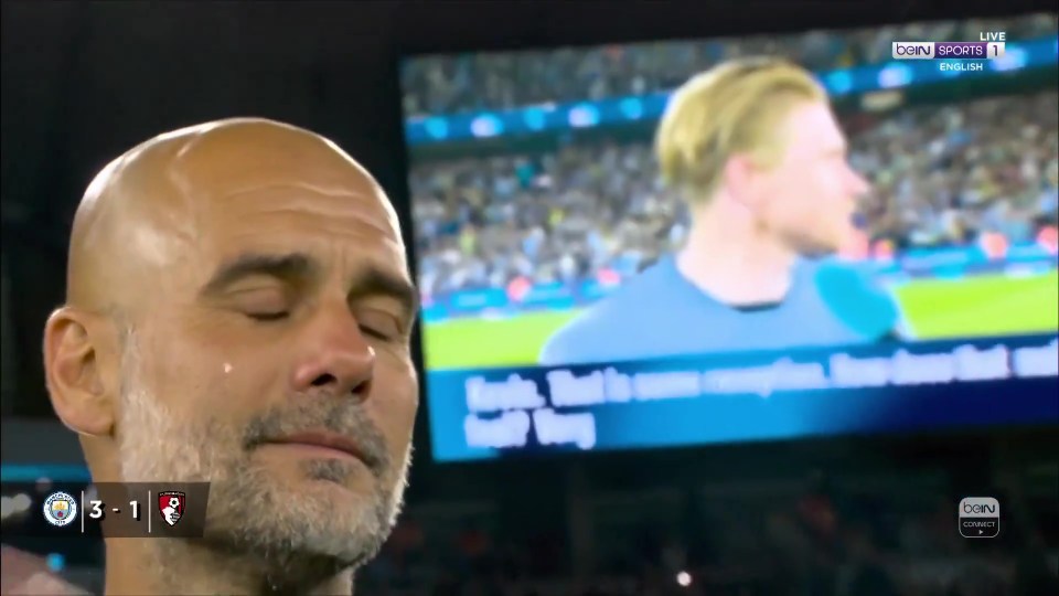 Pep Guardiola crying.