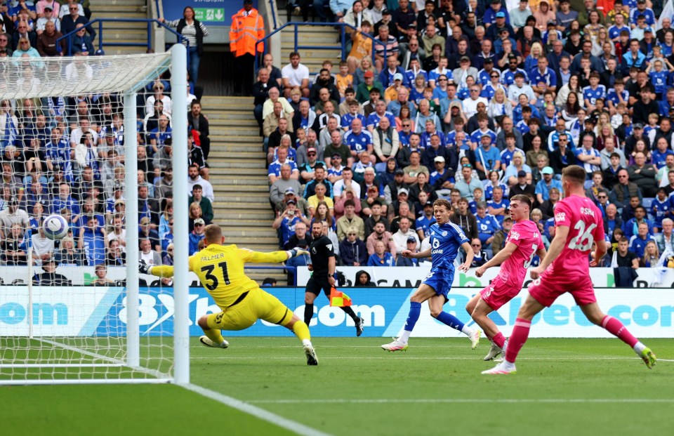 Leicester City's Kasey McAteer scoring a goal.