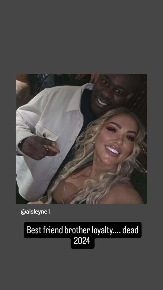 Photo of Aisleyne Horgan Wallace with a man, captioned "Best friend brother loyalty... dead 2024".