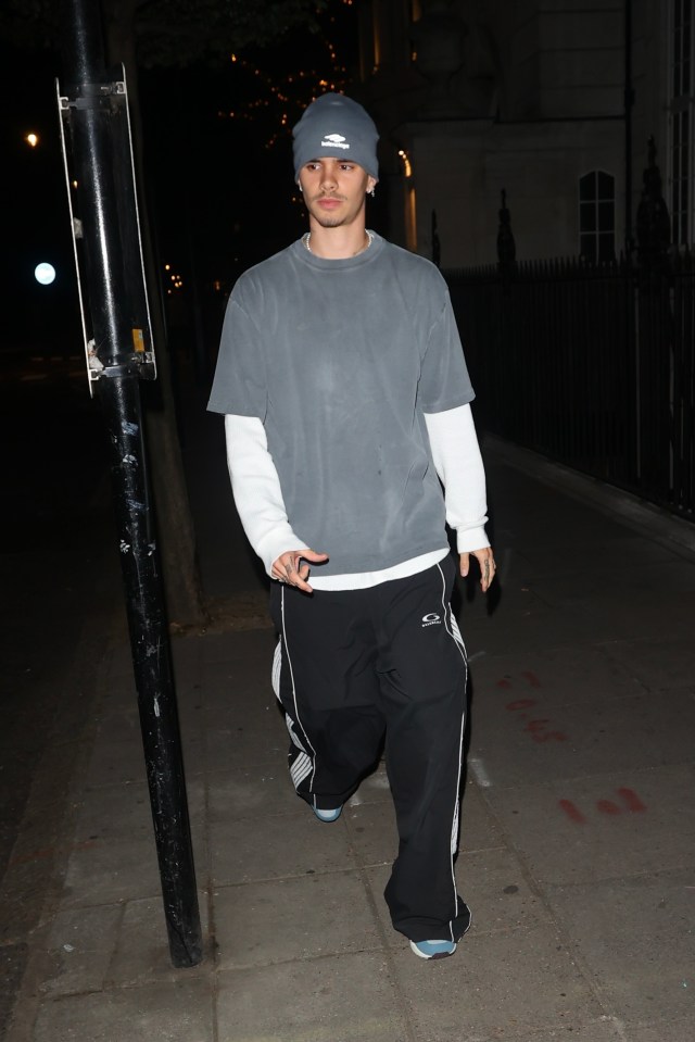 Romeo Beckham leaving a London hotel.