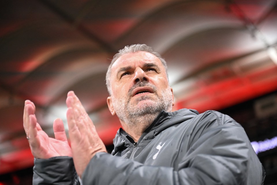 Ange Postecoglou, Tottenham Hotspur's former head coach, clapping.